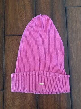 Free People Pink Outside The Lines Ribbed Oversized Slouchy Knit Beanie Cap